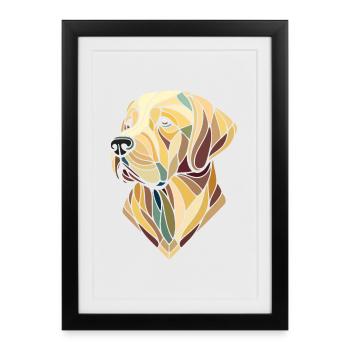 Labrador head, retriever, geometric art, polygon - Framed poster (27 × 37 cm) - black - Front