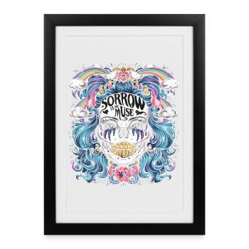 Squelette coloré avec un dicton sarcastique - Affiche encadrée (27 × 37 cm) - noir - Devant