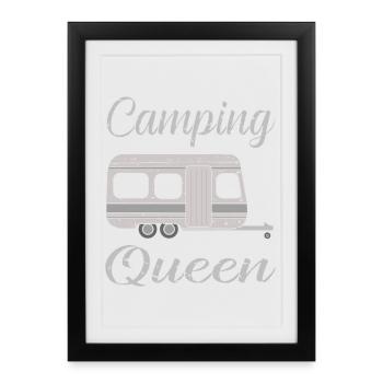 Camping in a caravan - Framed poster (27 × 37 cm) - black - Front