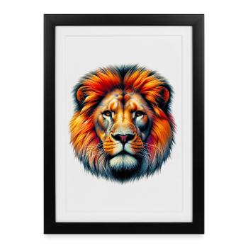Lion - Framed poster (27 × 37 cm) - black - Front