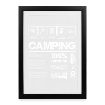 Camping en plein air - Affiche encadrée (27 × 37 cm) - noir - Devant
