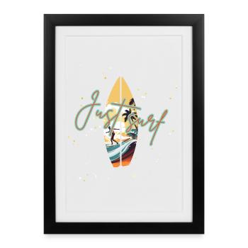 Surfer Sunset Design - Framed poster (27 × 37 cm) - black - Front