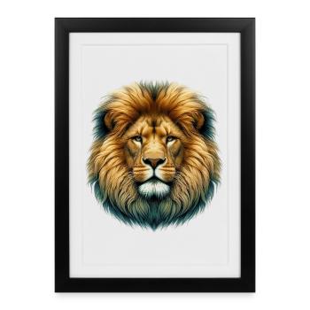 Lion - Affiche encadrée (27 × 37 cm) - noir - Devant