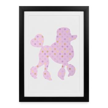 Poniche Pois Rose Chiens Fan Points Chiens Amour Coeur - Affiche encadrée (27 × 37 cm) - noir - Devant