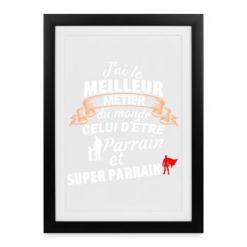 Humorous quote for godfather - super godfather - Framed poster (27 × 37 cm) - black - Front