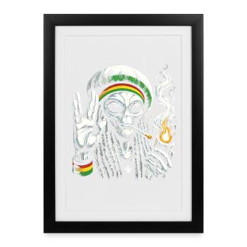 Rasta Alien – Design de détente et d’ambiances cosmiques - Affiche encadrée (27 × 37 cm) - noir - Devant