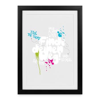 Finde Deinen Weg Graffiti Typo - Gerahmtes Poster (27 × 37 cm) - Schwarz - Vorne
