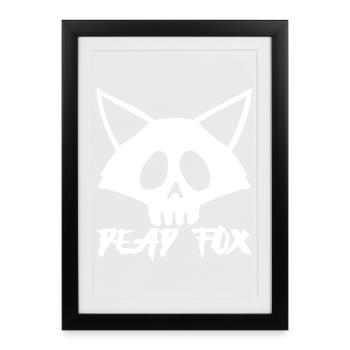 Crâne de renard blanc - Affiche encadrée (27 × 37 cm) - noir - Devant