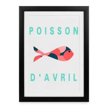 FISH. SARDINE. APRIL FOOL. SEA. OCEAN - Framed poster (27 × 37 cm) - black - Front