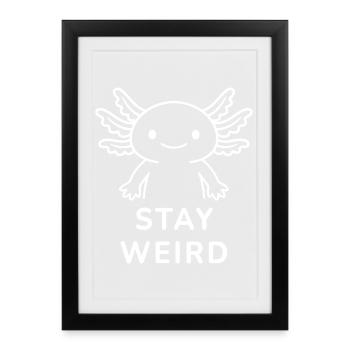 Axolotl – Stay Weird. - Framed poster (27 × 37 cm) - black - Front