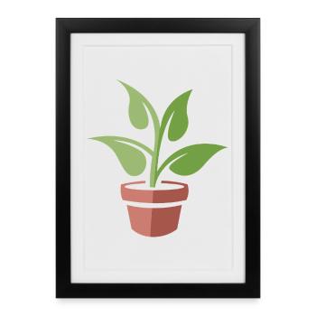 Potted plant as a symbol - cartoon and comic nature - Framed poster (27 × 37 cm) - black - Front