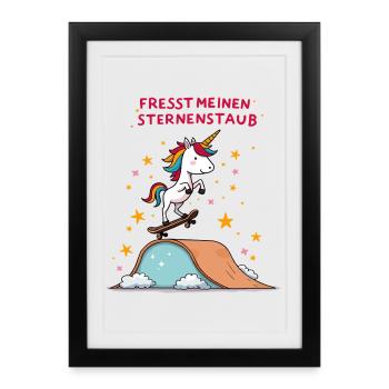 Planche à roulettes Licorne - Affiche encadrée (27 × 37 cm) - noir - Devant
