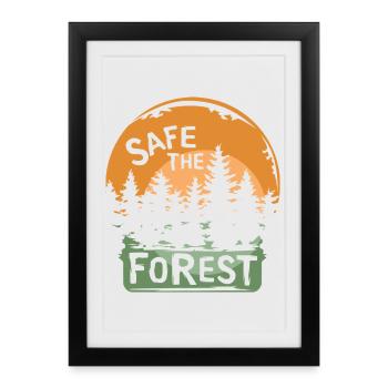 safe the forest - Forest friends and sunset - Framed poster (27 × 37 cm) - black - Front