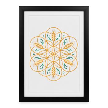 La fleur de vie de Lamma - Conception de la fête des moissons - Affiche encadrée (27 × 37 cm) - noir - Devant