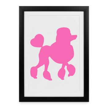 Poodle Dog Love Love Pet Animal Love Pink Heart - Framed poster (27 × 37 cm) - black - Front