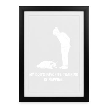 Sieste de dressage de chien - Affiche encadrée (27 × 37 cm) - noir - Devant