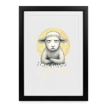 Je dois – rien ! Motif de mouton amusant - Affiche encadrée (27 × 37 cm) - noir - Devant
