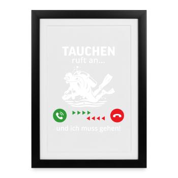 La plongée m’appelle… et je dois y aller - Affiche encadrée (27 × 37 cm) - noir - Devant