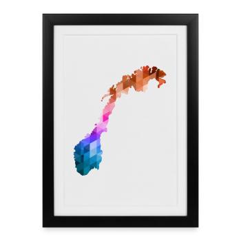 Norvège - Norvège - Norvège - Drapeau - Scandinavie - Affiche encadrée (27 × 37 cm) - noir - Devant