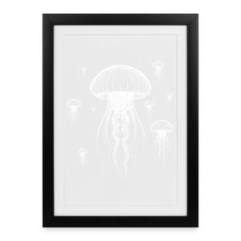 Méduse nuage - Affiche encadrée (27 × 37 cm) - noir - Devant