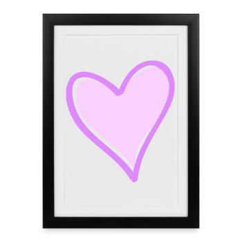 Cœur violet avec contour noir - Affiche encadrée (27 × 37 cm) - noir - Devant