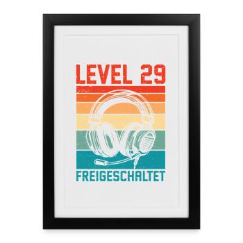 28th Birthday Men Gamer Level 28 Unlocked - Framed poster (27 × 37 cm) - black - Front