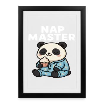Cute panda bear in pajamas with cupcake - Framed poster (27 × 37 cm) - black - Front