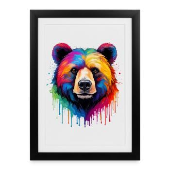 Ours aux couleurs de l’arc-en-ciel - Affiche encadrée (27 × 37 cm) - noir - Devant