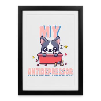 My Antidepressor French Bulldog Gift Humor - Framed poster (27 × 37 cm) - black - Front