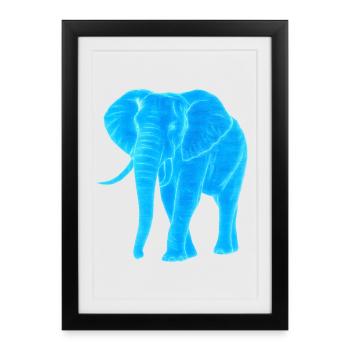 Neon Elephant Line Art - Framed poster (27 × 37 cm) - black - Front