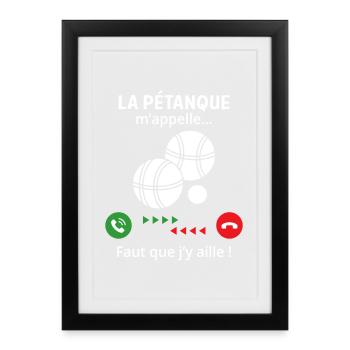 pétanque calls me funny gift Bouliste - Framed poster (27 × 37 cm) - black - Front
