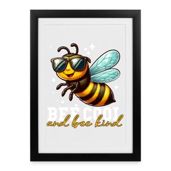 Abeille Lunetée Bienveillante - Affiche encadrée (27 × 37 cm) - noir - Devant