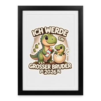 Big Brother 2026 Oeuf Bébé Dino Dinosaure - Affiche encadrée (27 × 37 cm) - noir - Devant