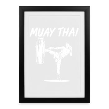 Muay Thai training - Framed poster (27 × 37 cm) - black - Front
