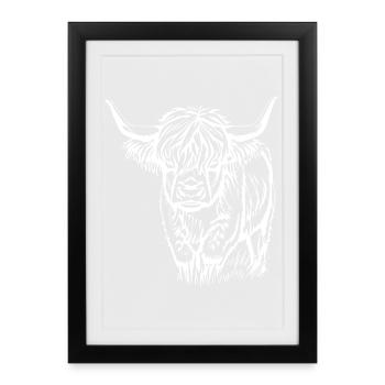 Cadeau de bovins Highland écossais - Affiche encadrée (27 × 37 cm) - noir - Devant