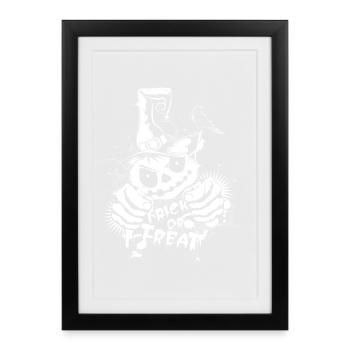 Citrouille effrayante avec chapeau de sorcière et Trick or Treat - Affiche encadrée (27 × 37 cm) - noir - Devant
