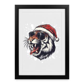 Tiger Christmas Funny - Framed poster (27 × 37 cm) - black - Front