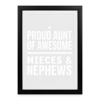 Fière tante des nièces formidables et neveux - Affiche encadrée (27 × 37 cm) - noir - Devant