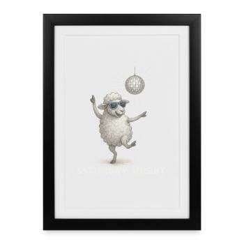 DiscoSchaf samedi soir - Affiche encadrée (27 × 37 cm) - noir - Devant