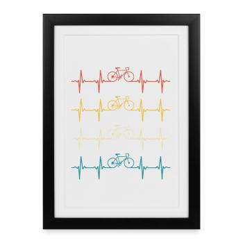 retro bike t-shirt cycling gift for cyclist - Affiche encadrée (27 × 37 cm) - noir - Devant