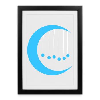 Lune bleue avec carillon à vent - Affiche encadrée (27 × 37 cm) - noir - Devant