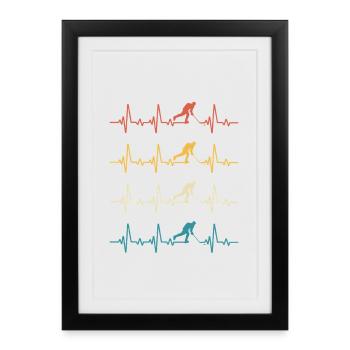  Retro Heartbeat Hockey  - Affiche encadrée (27 × 37 cm) - noir - Devant