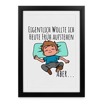 Un grognon du matin ? Tu te lèves tôt ou traînes ? - Affiche encadrée (27 × 37 cm) - noir - Devant