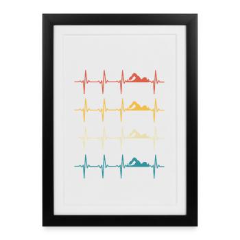 Swimmer Heartbeat Swim - Framed poster (27 × 37 cm) - black - Front