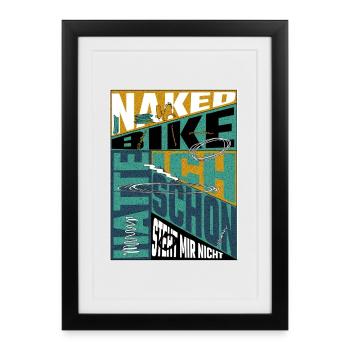 Histoire du vélo nu – Déclaration des motards - Affiche encadrée (27 × 37 cm) - noir - Devant