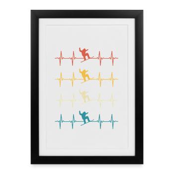 Snowboard Snowboarding Heartbeat Snowboarding - Affiche encadrée (27 × 37 cm) - noir - Devant
