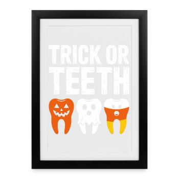 T-shirt Halloween Trick or Teeth - Affiche encadrée (27 × 37 cm) - noir - Devant
