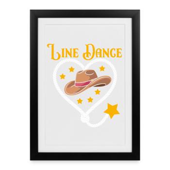 Line Dance Herz Hut - Gerahmtes Poster (27 × 37 cm) - Schwarz - Vorne