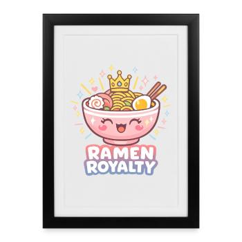 Kanagawa Wave Ramen Bowl Kawaii Japonais - Affiche encadrée (27 × 37 cm) - noir - Devant