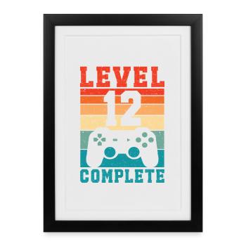 12th Birthday Level 12 Complete 12 Years Gamer - Framed poster (27 × 37 cm) - black - Front